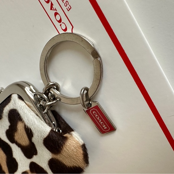 🔴Coach RARE Vintage Ocelot Leopard Calf Hair Fur Kisslock Frame Coin Purse Key - Picture 9 of 14